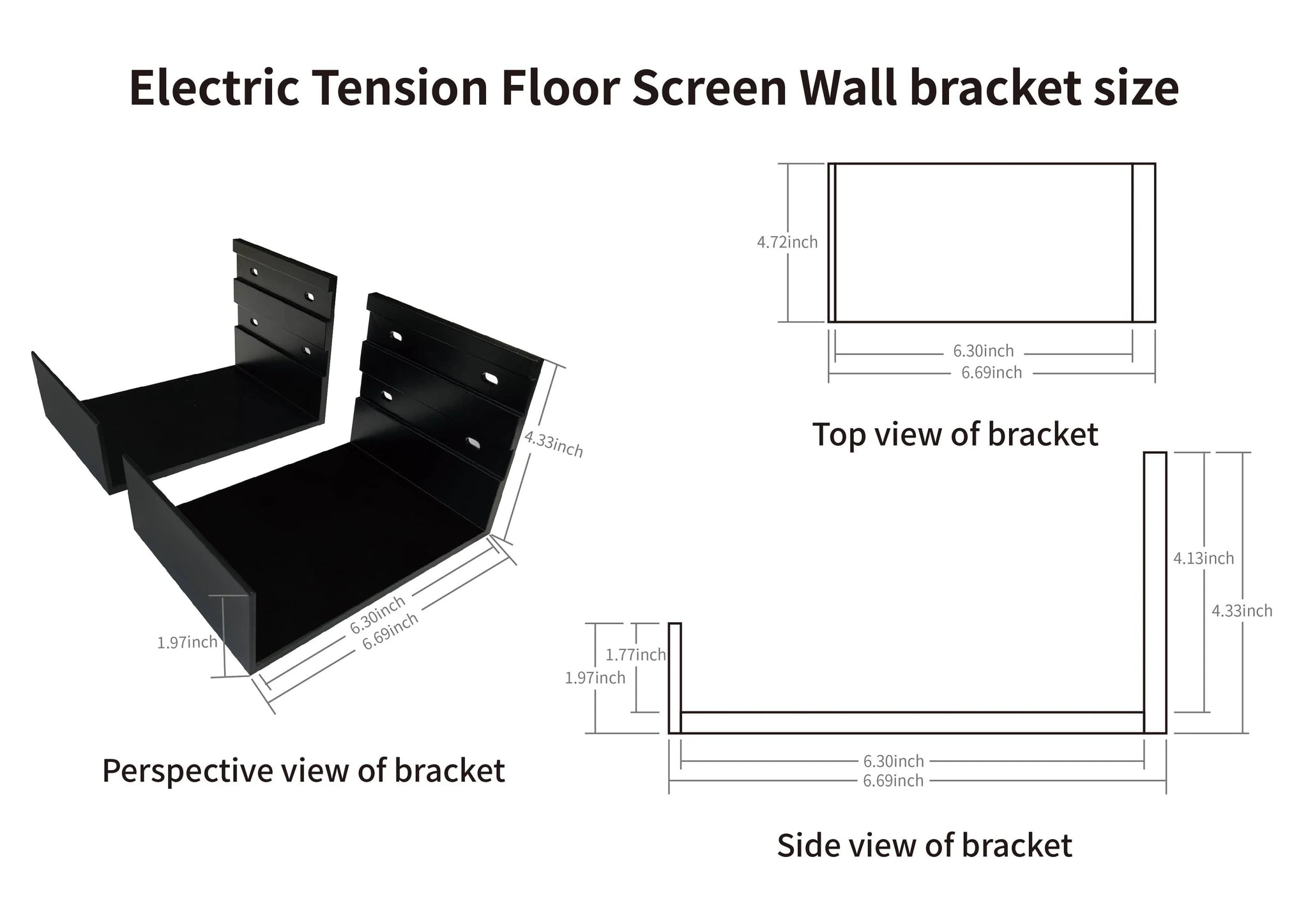 Vividstorm Wall Mount Brackets for Electric Tension Floor Rising Screens (1 Pair)