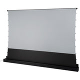 Pantalla de suelo eléctrica de alto contraste Celexon ALR/CLR HomeCinema Plus UST de 110" en color negro con formato 16:9