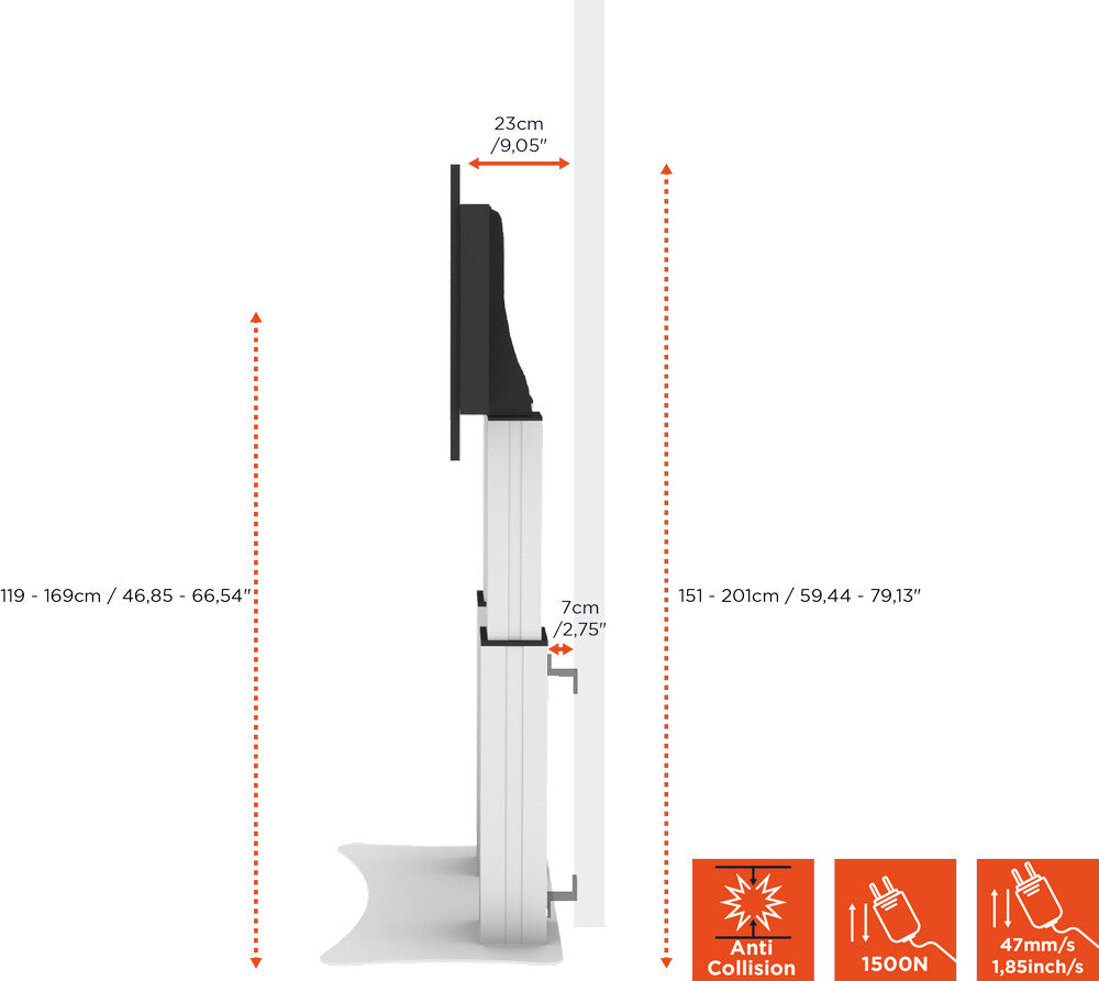 Celexon expert electric height-adjustable display stand adjust-70120ps - 50cm