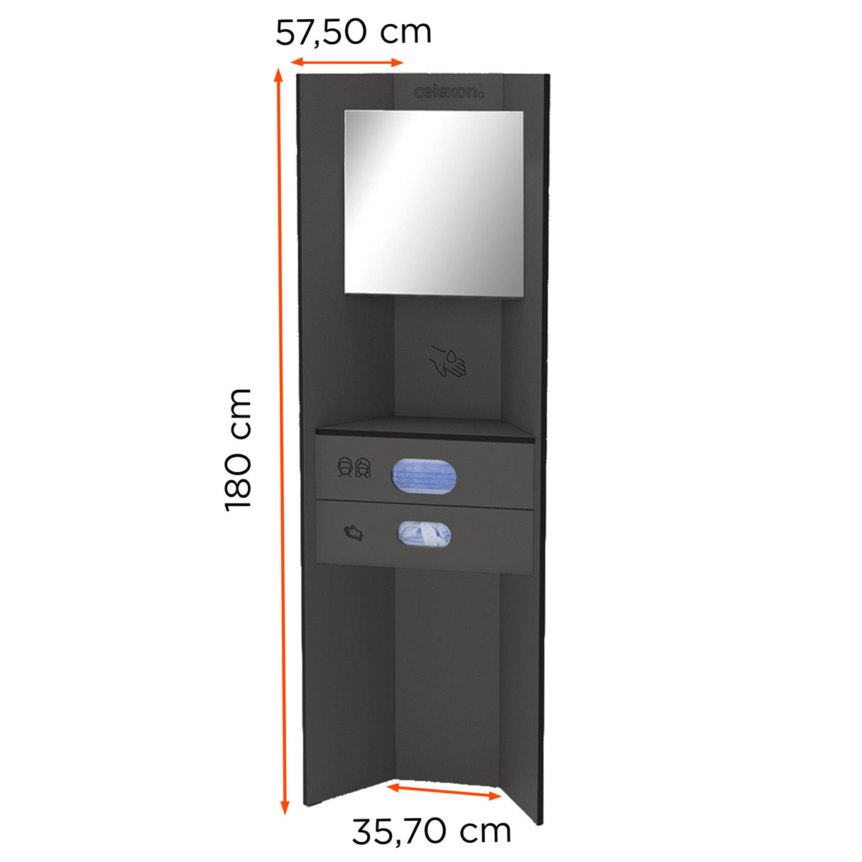 Estación de higiene Celexon 180 basic plus (desinfección/mascarillas/guantes) - antracita