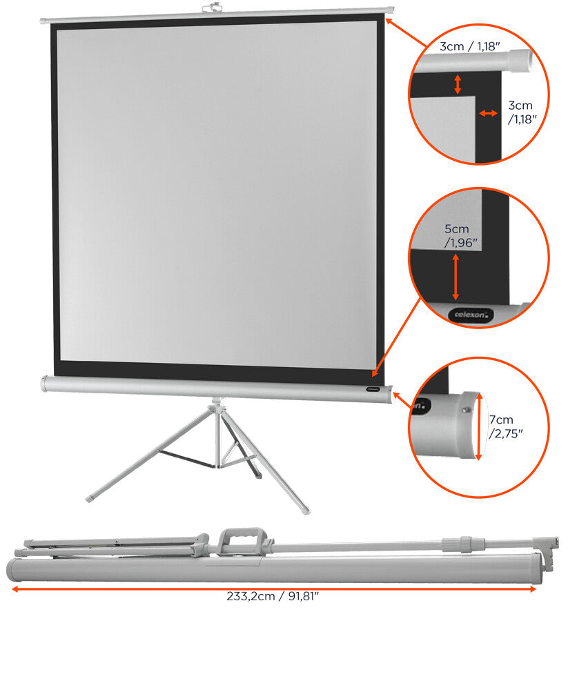 122" Celexon screen tripod economy 219 x 219 cm - white edition 1:1